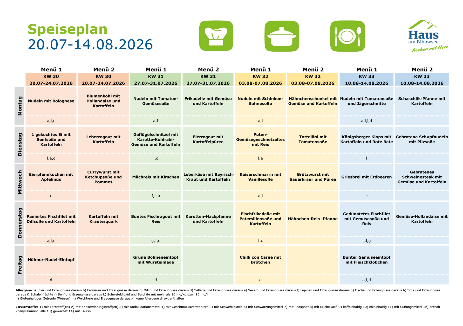 Speiseplan Juli/August