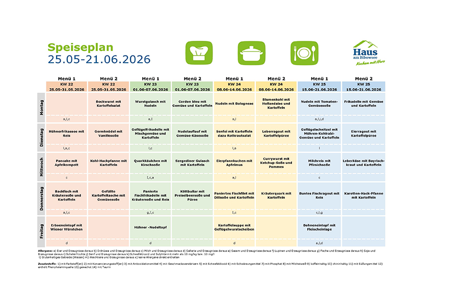 Küche Haus am Bibowsee - Speiseplan Juni Küche Haus am Bibowsee - Speiseplan Juni